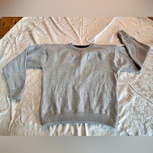 Eddie Bauer 90s Cotton Knit Sweater Blue Gray Mens M V-Stitch Crewneck Seattle